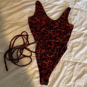 cute cheetah print bathing suit once piece